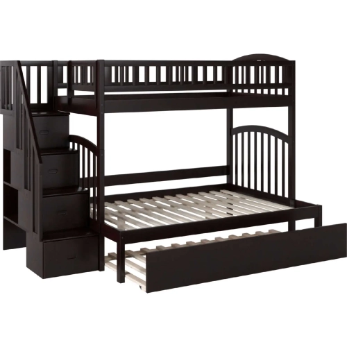 Westbrook Staircase Bunk Twin over Full & Full Urban Trundle Bed in Espresso
