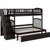 Westbrook Staircase Bunk Twin over Full & Full Urban Trundle Bed in Espresso