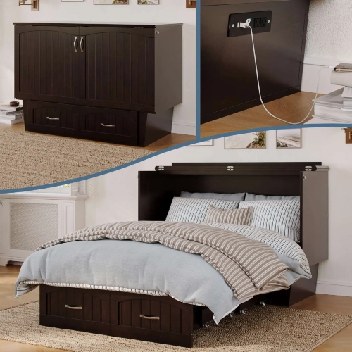 Nantucket Full Murphy Bed Chest in Espresso Wood