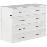 Tucson Full Murphy Bed Chest with 6" Mattress, Drawer & Built in Charger in White Finish Wood