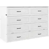 Alpine Queen Murphy Bed Chest, Mattress & Charging Station in White Wood