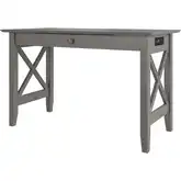 Lexi X Design Desk with Drawer & Charging Station in Grey Finish Wood