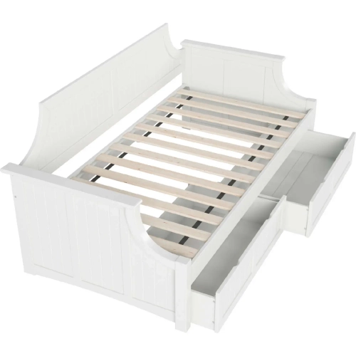 Cambridge Twin Daybed with 2 Drawers in White Finish Wood