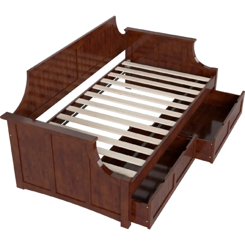 Cambridge Twin Daybed with 2 Drawers in Walnut Finish Wood