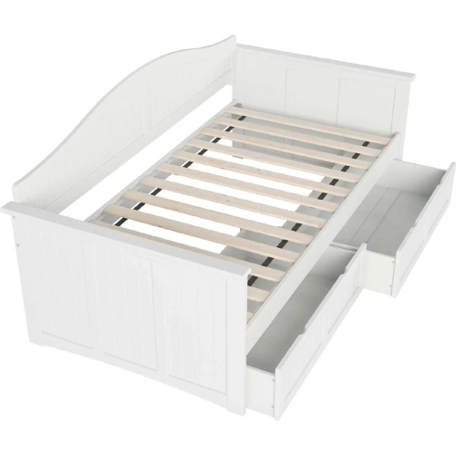 Nantucket Twin Daybed with 2 Drawers in White Finish Wood