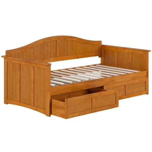Nantucket Twin Daybed with Storage Drawers in Light Toffee Wood