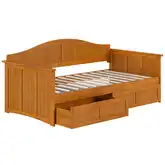 Nantucket Twin Daybed with Storage Drawers in Light Toffee Wood