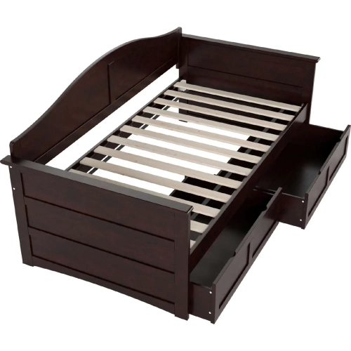 Acadia Twin Daybed with 2 Drawers in Espresso Finish Wood