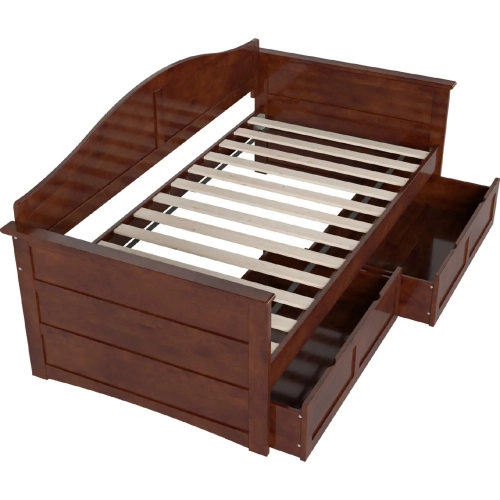 Acadia Twin Daybed with 2 Drawers in Walnut Finish Wood