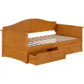 Acadia Twin Daybed with Storage Drawers in Light Toffee Wood