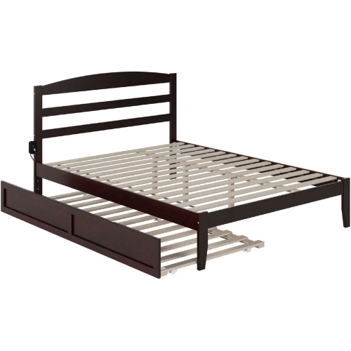 Warren Queen Platform Bed with Twin XL Trundle in Espresso
