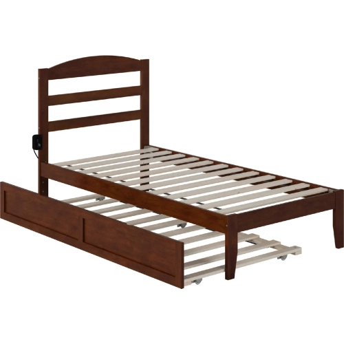Warren Twin Bed with Twin Trundle in Walnut Finish