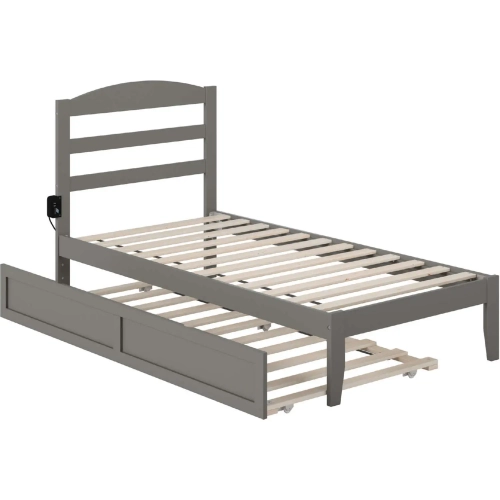 Warren Twin Bed with Twin Trundle in Grey Finish