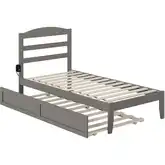 Warren Twin Bed with Twin Trundle in Grey Finish