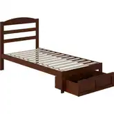 Warren Twin Bed with Foot Drawer in Walnut Finish