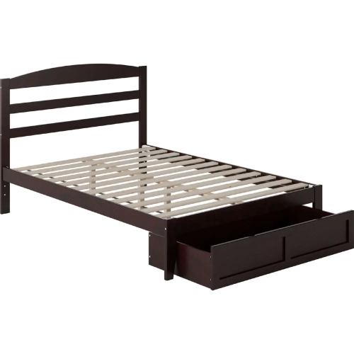 Warren Full Platform Bed with Foot Drawer in Espresso