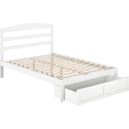 Warren Full Bed with Foot Drawer in White Finish