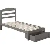 Warren Twin XL Bed with Foot Drawer in Grey Finish