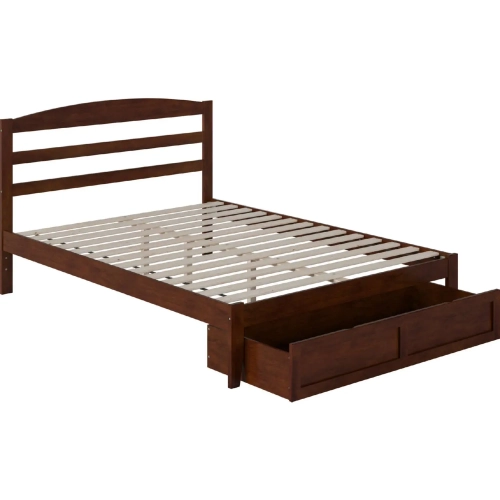 Warren Queen Bed with Foot Drawer in Walnut Finish