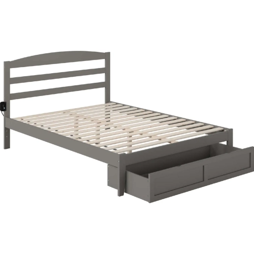 Warren Queen Bed with Foot Drawer in Grey Finish