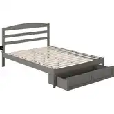 Warren Queen Bed with Foot Drawer in Grey Finish