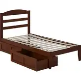 Warren Twin Bed with 2 Drawers in Walnut Finish