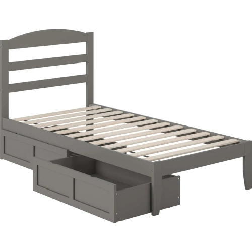 Warren Twin Bed with 2 Drawers in Grey Finish