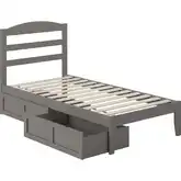 Warren Twin Bed with 2 Drawers in Grey Finish