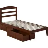 Warren Twin XL Bed with 2 Drawers in Walnut Finish