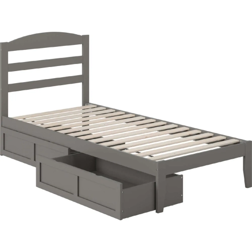Warren Twin XL Bed with 2 Drawers in Grey Finish