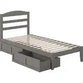 Warren Twin XL Bed with 2 Drawers in Grey Finish