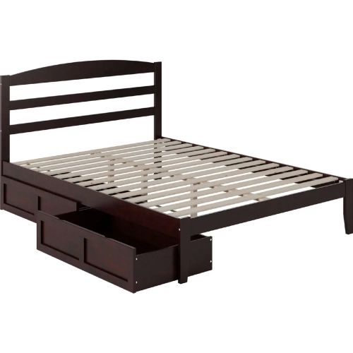 Warren Queen Platform Bed with Set of 2 Storage Drawers in Espresso