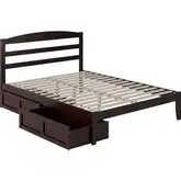 Warren Queen Platform Bed with Set of 2 Storage Drawers in Espresso