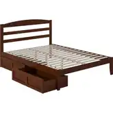 Warren Queen Bed with 2 Drawers in Walnut Finish
