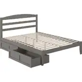 Warren Queen Bed with 2 Drawers in Grey Finish