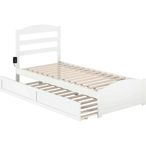 Warren Twin XL Bed with Footboard & Twin XL Trundle in White Finish