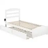 Warren Twin XL Bed with Footboard & Twin XL Trundle in White Finish
