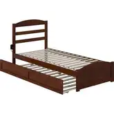 Warren Twin XL Bed with Footboard & Twin XL Trundle in Walnut Finish