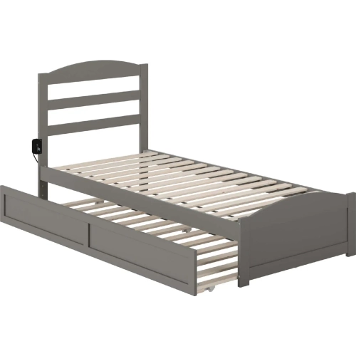 Warren Twin XL Bed with Footboard & Twin XL Trundle in Grey Finish