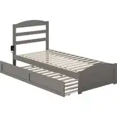 Warren Twin XL Bed with Footboard & Twin XL Trundle in Grey Finish