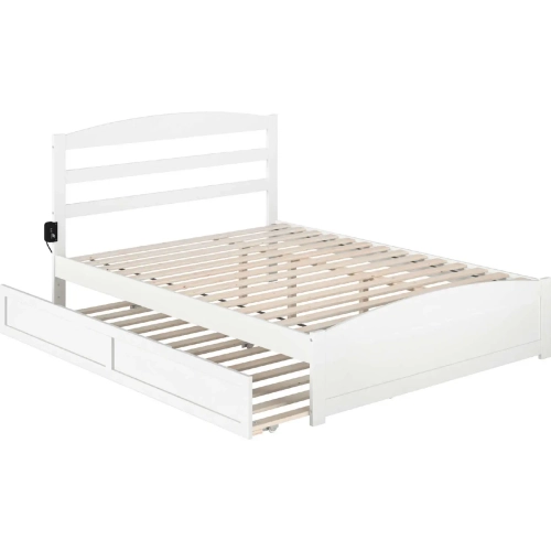 Warren Queen Bed with Footboard & Twin XL Trundle in White Finish