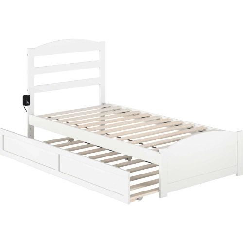 Warren Twin Bed with Footboard & Twin Trundle in White Finish