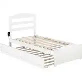 Warren Twin Bed with Footboard & Twin Trundle in White Finish