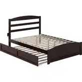 Warren Full Platform Bed with Footboard & Twin Trundle in Espresso