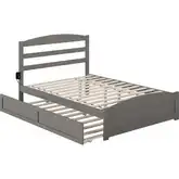 Warren Full Bed with Footboard & Twin Trundle in Grey Finish