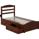 Warren Twin Bed with Footboard & 2 Drawers in Walnut Finish
