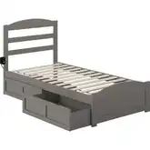 Warren Twin Bed with Footboard & 2 Drawers in Grey Finish