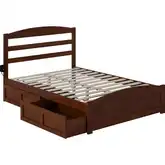 Warren Full Bed with Footboard & 2 Drawers in Walnut Finish