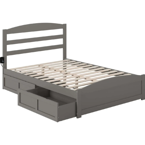 Warren Full Bed with Footboard & 2 Drawers in Grey Finish