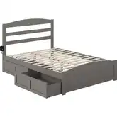 Warren Full Bed with Footboard & 2 Drawers in Grey Finish